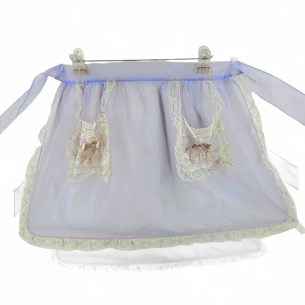 Vintage Purple Sheer Lace Half‎ Hostess Apron 1950s Cottage Coquette Style